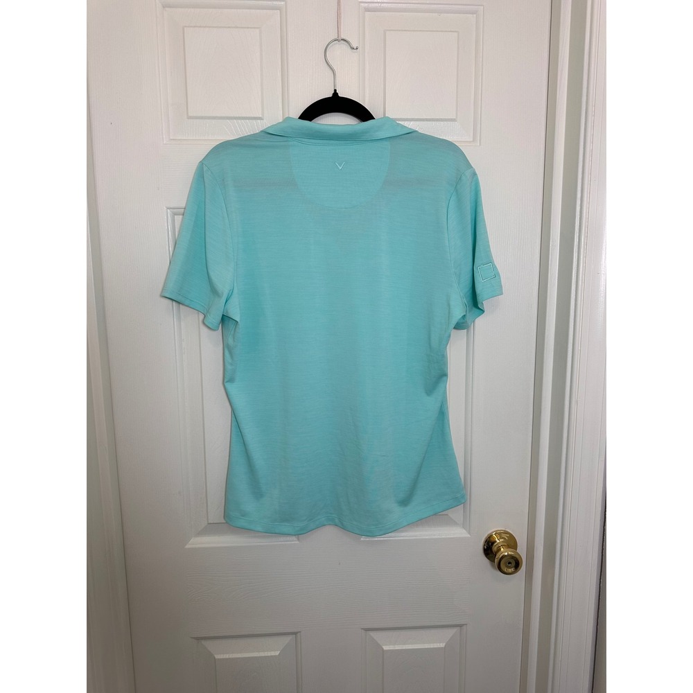 Callaway Opti-Dri Women Aqua Mint Green V-Neck Golf Polo Shirt Large - Picture 4 of 4